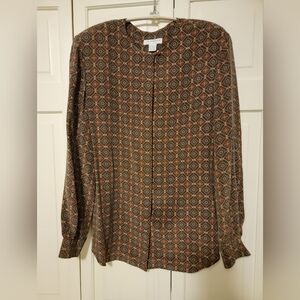 Liz Claiborne Geometric Patterned Long Sleeve Shirt Size 12 EUC